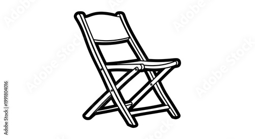 Simple outline of a folding chair on a white background