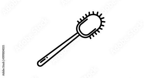 Toilet brush icon, simple line drawing, isolated on white background.