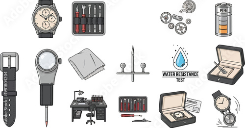 Watch parts, accessories, and tools, water resistance test, luxury timepiece components