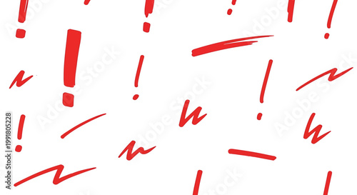 Red exclamation marks, vector punctuation symbols, attention icons, red marks