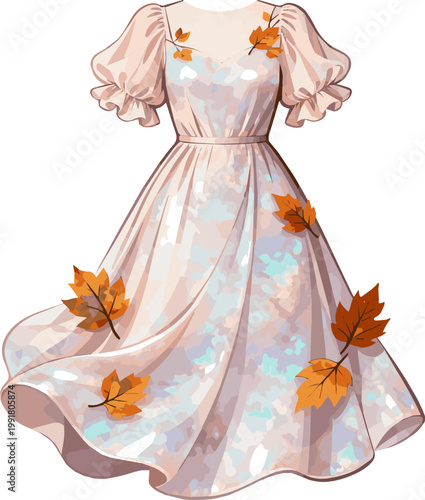 Isolated a realistic October dress (opal) vector art with white background.