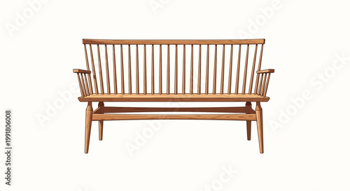 Wooden Spindle Back Bench Sofa, Minimalist Furniture Design