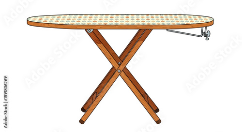 Foldable Wooden Ironing Board with Patterned Cover
