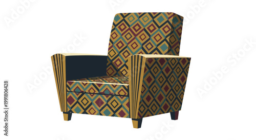 Retro Armchair with Geometric Pattern