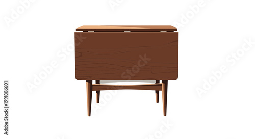 Vintage drop leaf dining table with wooden texture and tapered legs