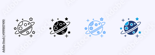 Planet Icon Set Multistyle Various Collection Element For Design