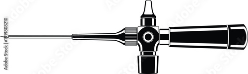Professional airbrush tool vector illustration in black and white silhouette style for artistic painting hobbyist and automotive detailing design projects