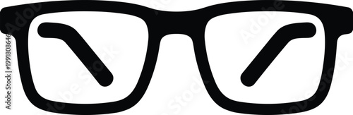 Black eyeglasses frame vector icon isolated on white background for optometry fashion geek lifestyle and vision correction design concepts