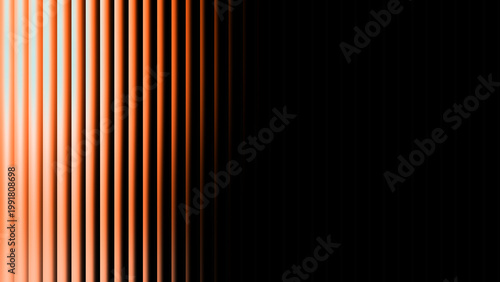 Tableau sur toile Luminous orange and peach ribbed texture abstract background featuring vertical glass waves for tech screen display