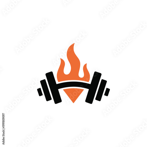 Dumbbell weight with fire flames graphic intense workout training session
