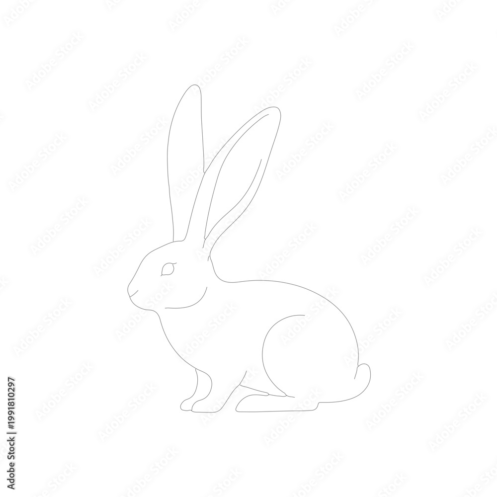 Obraz premium Outline of a rabbit with long ears in cute simple cartoon animal style Vector illustration