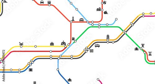 A complex urban transit system map.