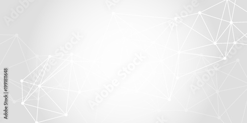 Website header or banner design with abstract polygonal background and connecting dots and lines. Global network connection. Digital technology with plexus background