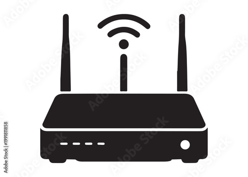 wifi router logo silhouette vector, wireless router logo silhouette vector illustration, wifi logo, network equipment logo silhouette, wifi internet access logo silhouette vector on white background 