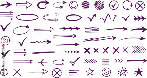 Diverse collection of arrows, symbols, and graphical icons for visual communication Vector, illustration