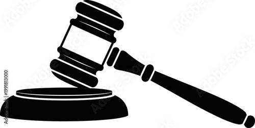 Silhouette of Gavel Hammer for Justice Law and Court Illustration Vector black and white on white background