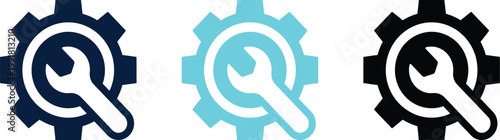 Tableau sur toile Technology and engineering gear and wrench icons representing maintenance repair