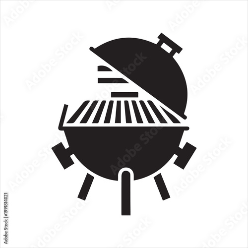Black silhouette icon of a round charcoal barbecue grill.