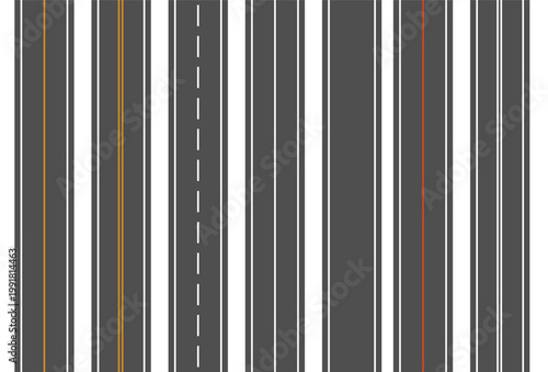 Bending roads and high ways. Road curves geometric design, street intersection. Flat style cartoon roads. Vector