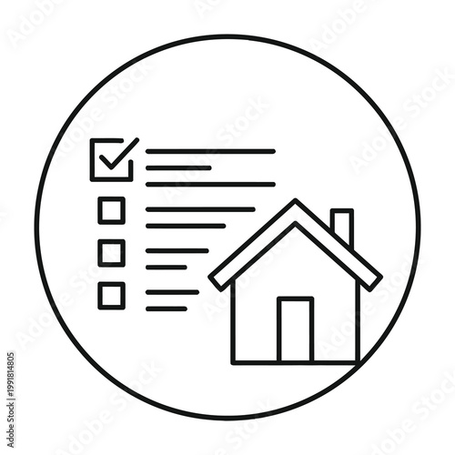 House with checklist document for home inspection