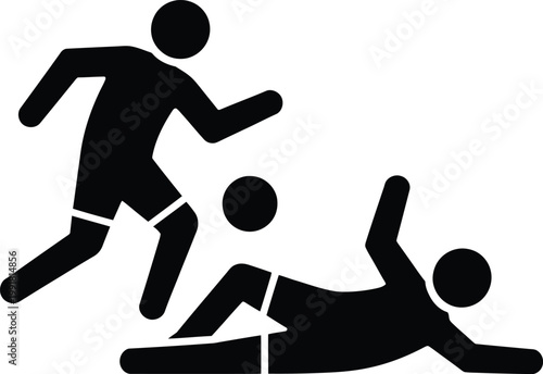 Sequence of a runner overtaking a fallen competitor during a race