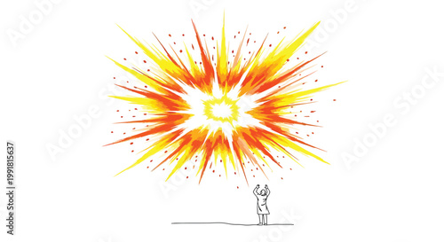 Explosion, blast, fiery burst, vector illustration, abstract concept