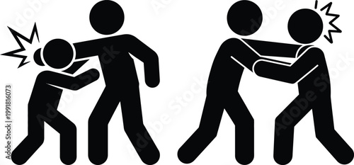 Illustration of two different types of physical confrontations between individuals