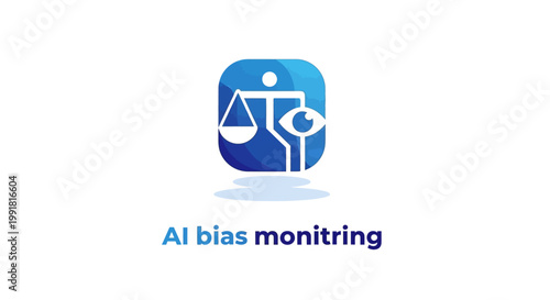 AI Bias Monitoring Application with Scales and Eye Symbol.