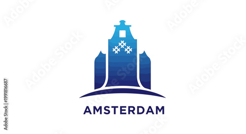 Amsterdam Cityscape Logo - Iconic Dutch Architecture Design.