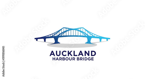 Auckland Harbour Bridge - Iconic New Zealand Landmark in Blue.