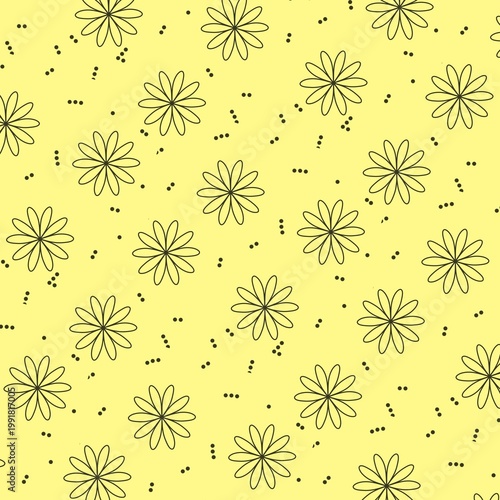 Seamless Floral Pattern on Bright Yellow Background Cheerful Flower Design