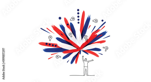 Creative inspiration concept, innovative ideas explosion, colorful sparks, artistic vision, imagination