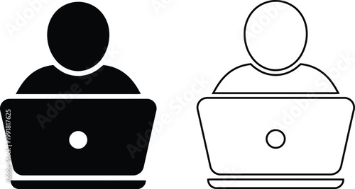 Contrast between a person using a laptop with and without a visual representation of activity