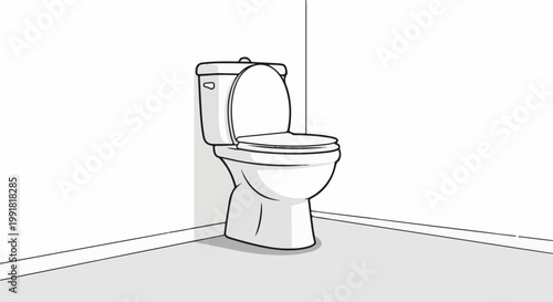 A simple line drawing of a toilet in a corner