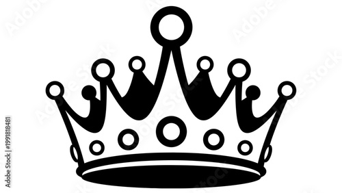 Black and White Crown Icon Vector Illustration
