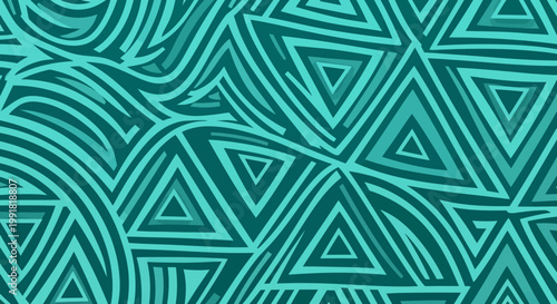 Teal geometric pattern with triangles.