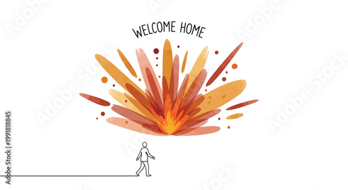 Welcome home, colorful explosion, abstract illustration, vector graphic