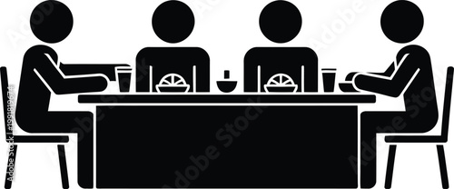 Four individuals engaged in a formal meeting around a rectangular table