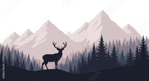 Deer standing in front of mountains.