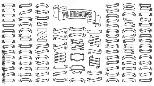 Collection of blank ribbon banners and labels for text.