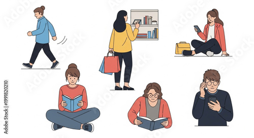 Diverse people engaged in various everyday activities and hobbies.