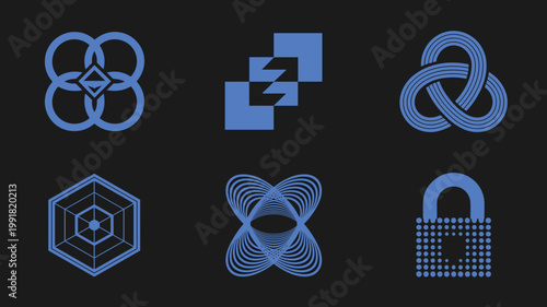 Quantum entanglement and key distribution icons - Ideal for cybersecurity platforms, quantum computing blogs, and high-tech encryption UI.