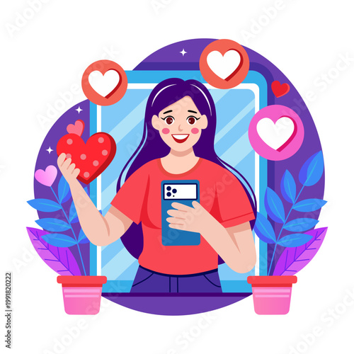 An illustration depicting an influencer in flat style 
