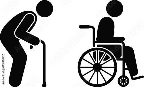 Assisting a person in wheelchair using walking aid
