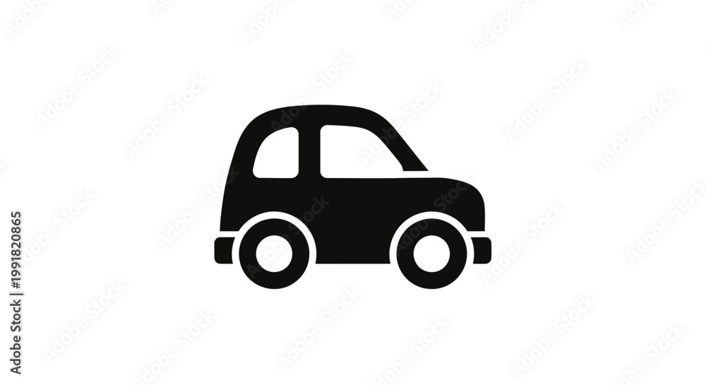 Fototapeta premium Simple Black Silhouette of a Compact Car Icon.
