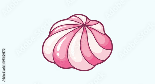 A sweet, swirled, pink confection with a smooth, glossy texture