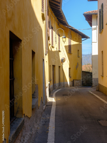 Old houses along via Lunga in Merate, Lecco province, Italy