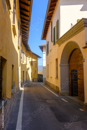 Old houses along via Lunga in Merate, Lecco province, Italy