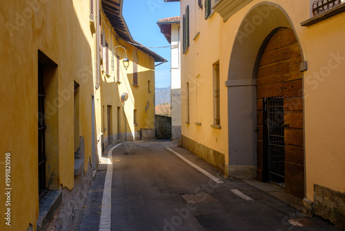 Old houses along via Lunga in Merate, Lecco province, Italy