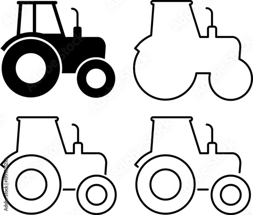 Tractor icon vector. Agriculture icon set. Farm machinery icon. Tractor silhouette icon. Farming equipment vector